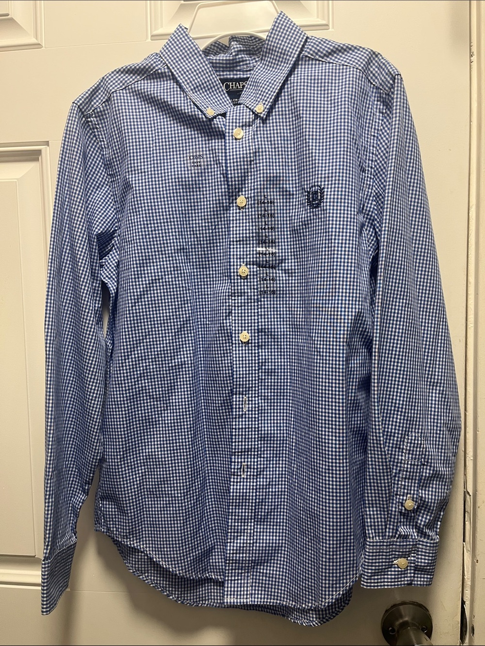 NWT Chaps Kids Blue Gingham Button-Down Longsleeves size 14-16